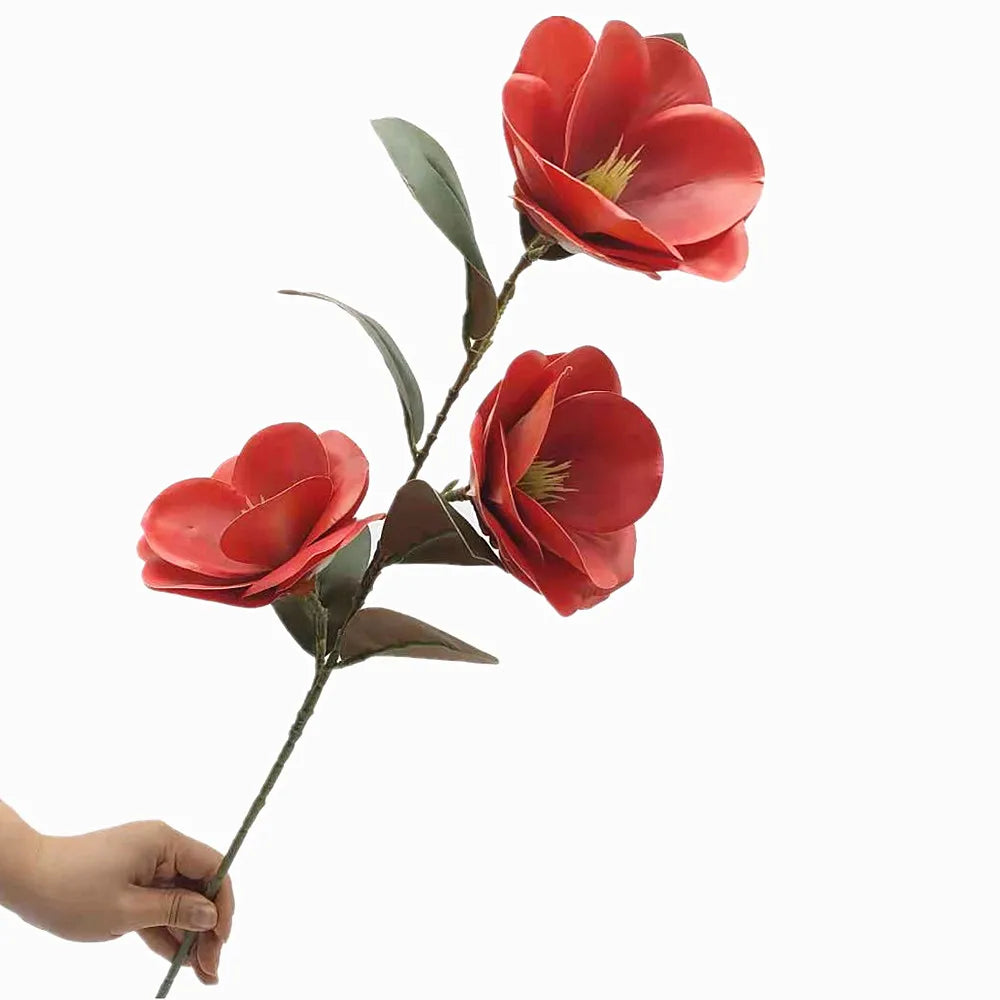 Large Latex Magnolia Artificial Branch – 3 Flower Heads, 78cm Artificial Flower Branch Axl