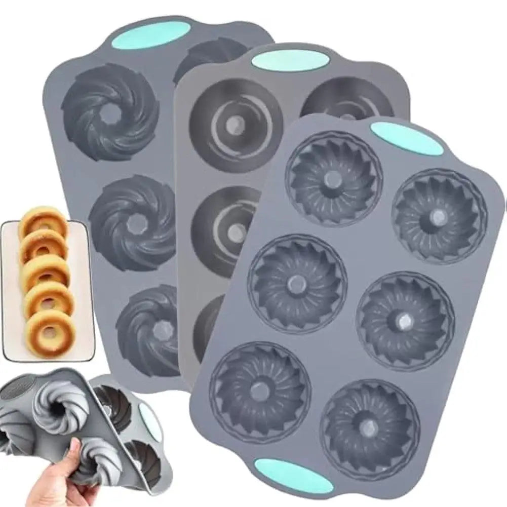 6-Cavity Silicone Donut Muffin Baking Mold – Non-Stick Pan Silicone Baking Mold Axl