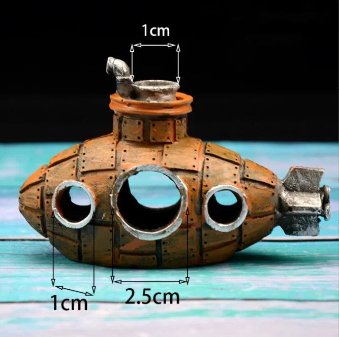 Resin Submarine Aquarium Ornament – Fish & Shrimp Hiding Cave Aquarium Ornament Axl Yellow