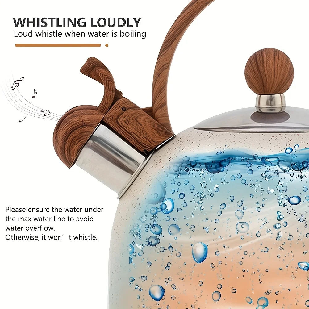 KEMORELA 2.5L Stainless Steel Whistle Kettle – Gas & Induction Stovetop Whistle Kettle Axl