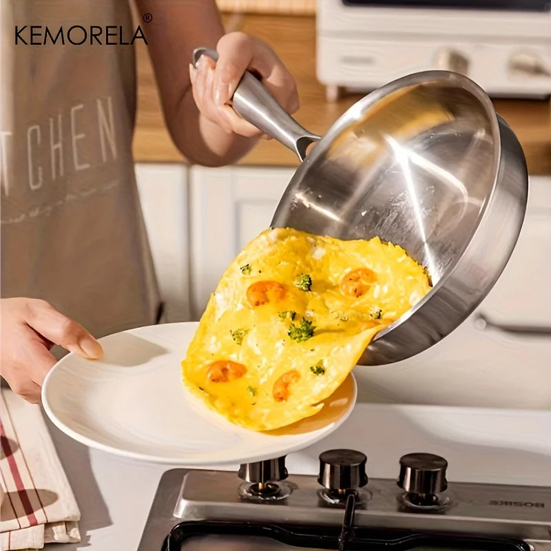KEMORELA 3-Piece Non-Stick Stainless Steel Frying Pan Set 22/26/30cm Frying Pan Set Axl