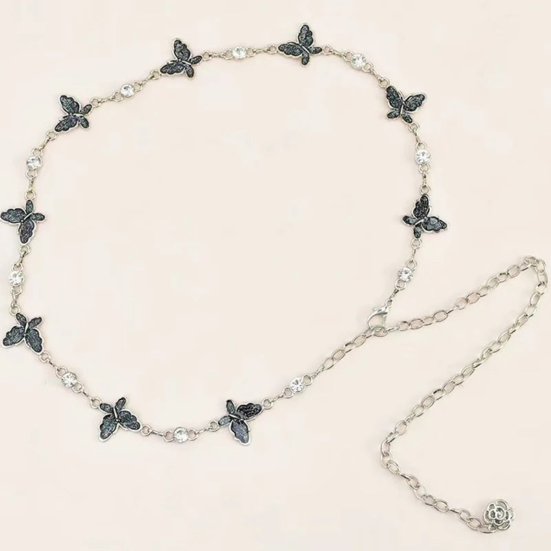 Adjustable Butterfly Waist Chain – Shiny Metal Body Jewelry Body Jewelry Belt Axl Black