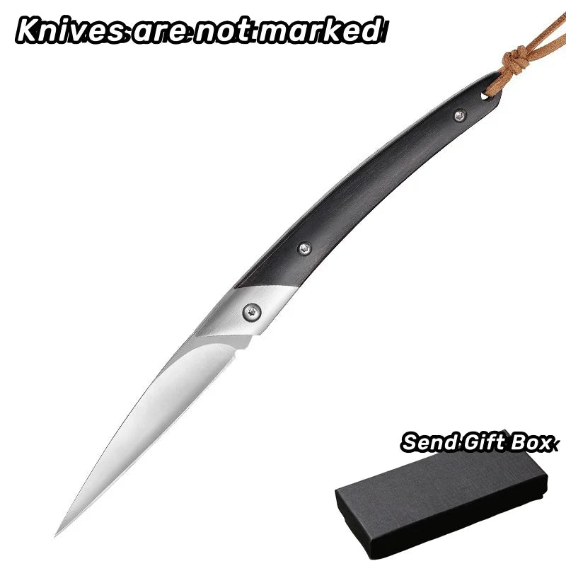Japanese Folding Fruit Knife – D2 Steel Ebony Handle Pocket Knife Folding Pocket Knife Axl d2 paring knife