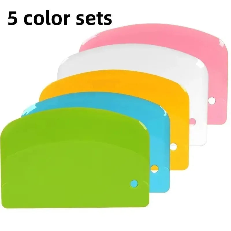 Dough Cutter & Bowl Scraper – Flexible Plastic Pastry Tool Dough Cutter Scraper Axl 5 color sets