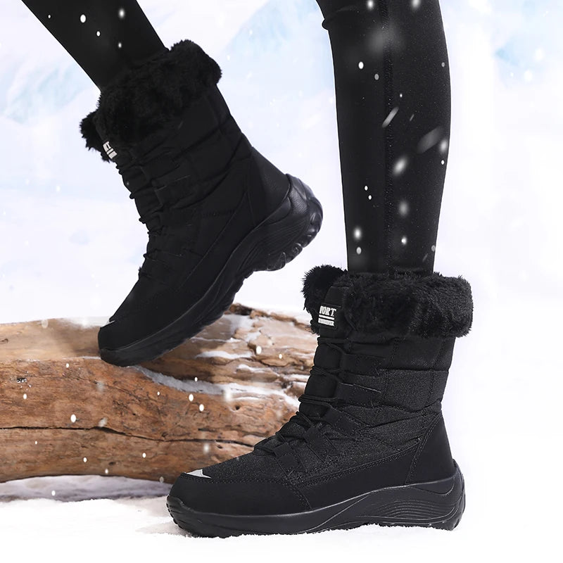 Women's Waterproof Snow Boots – Warm Plush Non-Slip Winter Boots Women's Snow Boots Axl All Black 37