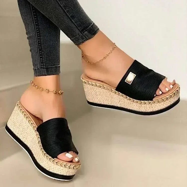 Women's Wedge Platform Sandals – Thick Sole Summer Mule Slippers Wedge Platform Sandals Axl 37 black