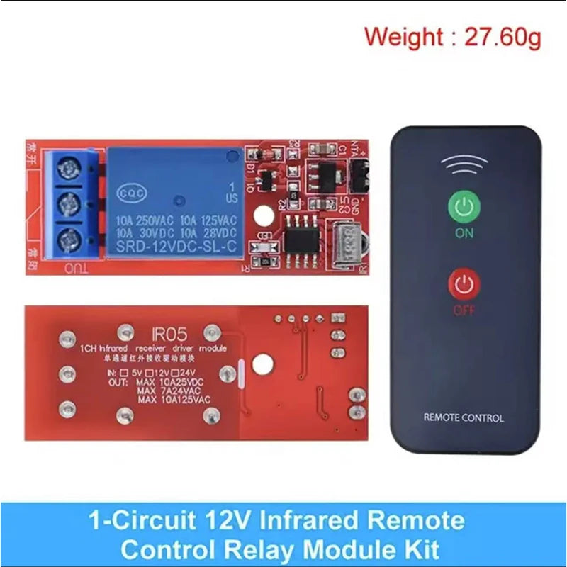 1-Channel DC 12V IR Remote Relay Switch Module for Arduino Relay Switch Module Axl 12V