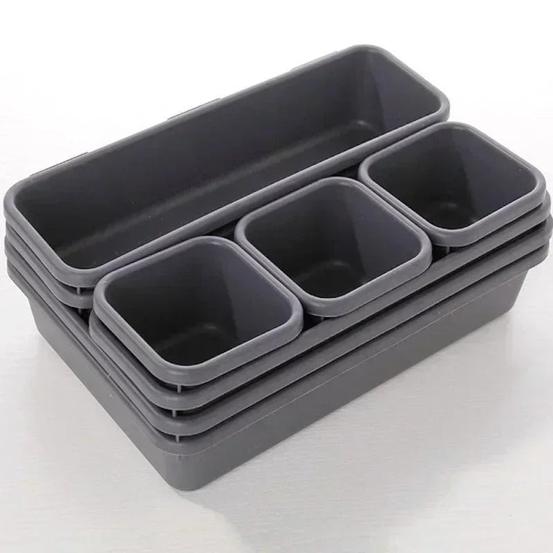 8-Piece Folding Drawer Organizer Set – Desk & Office Storage Drawer Organizer Set Axl Grey