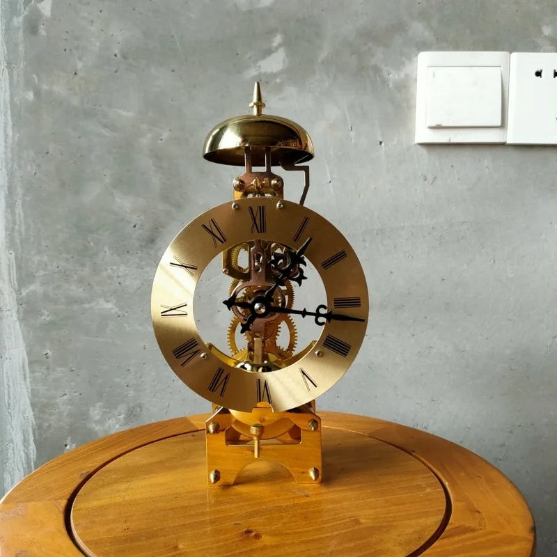Retro Mechanical Desk Clock – Luxury Gold Metal Tabletop Clock Mechanical Desk Clock Axl
