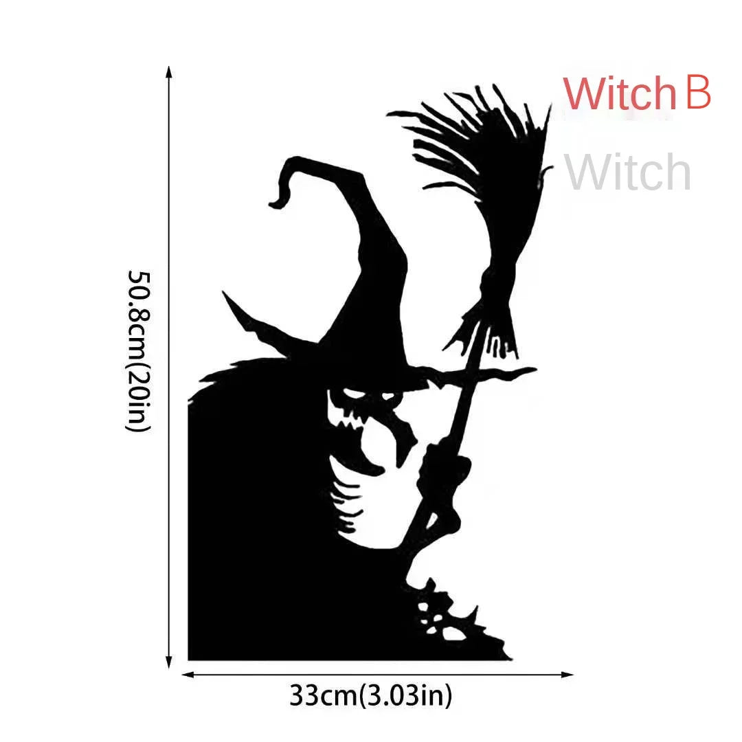 Halloween Static PVC Window Stickers – Witch & Ghost Decals Halloween Window Decals Axl B