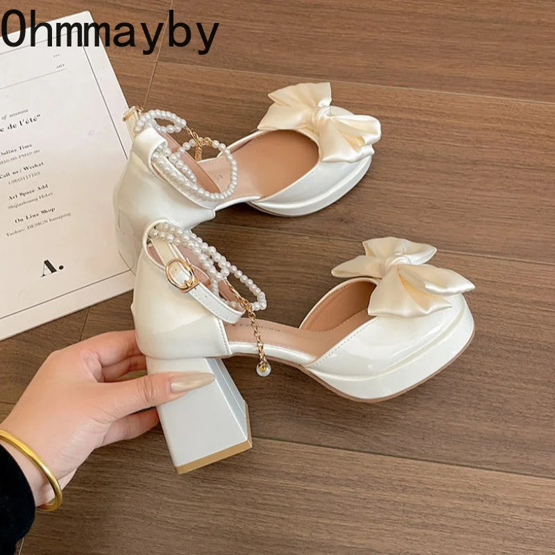 Pearl Ankle Strap Platform Pumps | Gothic Mary Jane High Heels Platform Mary Jane Pumps Axl