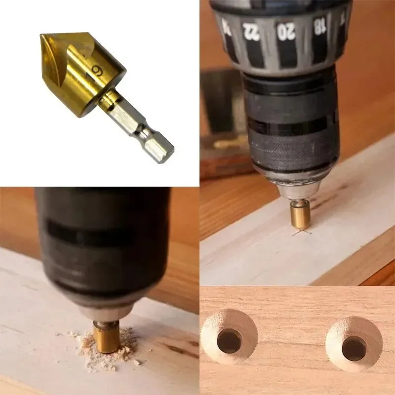 6PC Countersink Drill Bit Set 6–19mm | Titanium Chamfering Tool Countersink Drill Set Axl