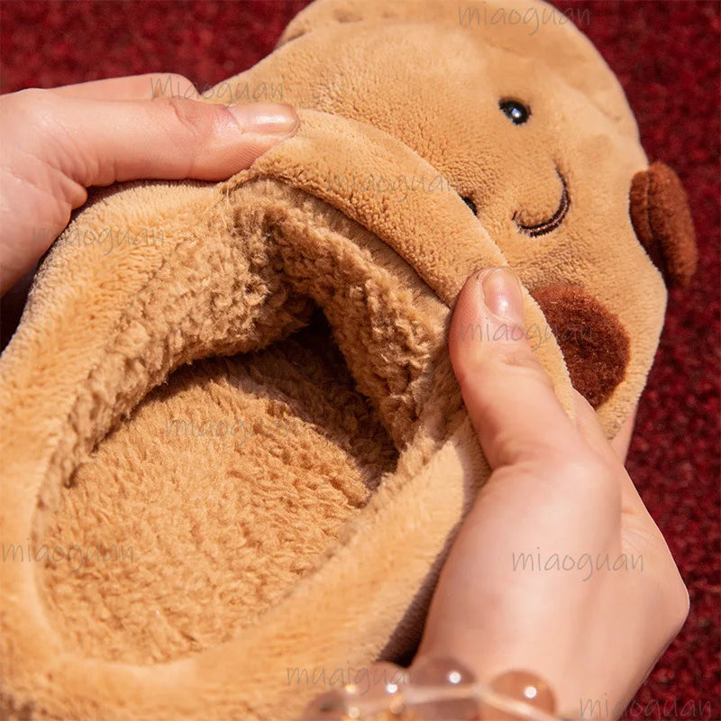 Croissant Fluffy Slippers – Furry Warm House Slides Women & Men House Slippers Axl
