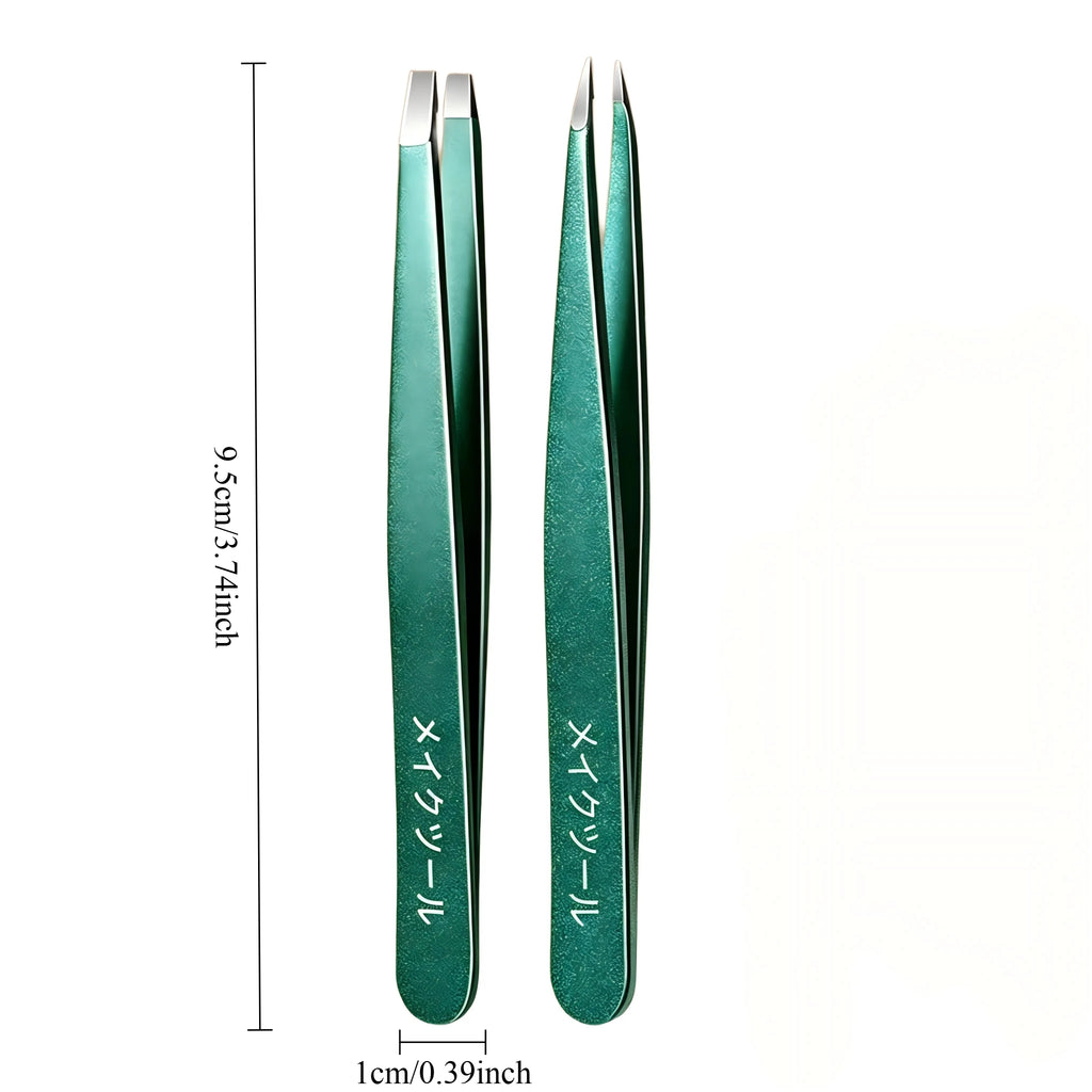 Professional Eyebrow Tweezers Set – Slant & Pointed Tip + Case Eyebrow Tweezers Set Axl