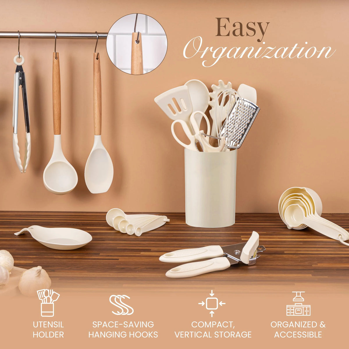 35-Piece Silicone Kitchen Utensil Set – Spatulas, Spoon & Whisk Kitchen Utensil Set Axl