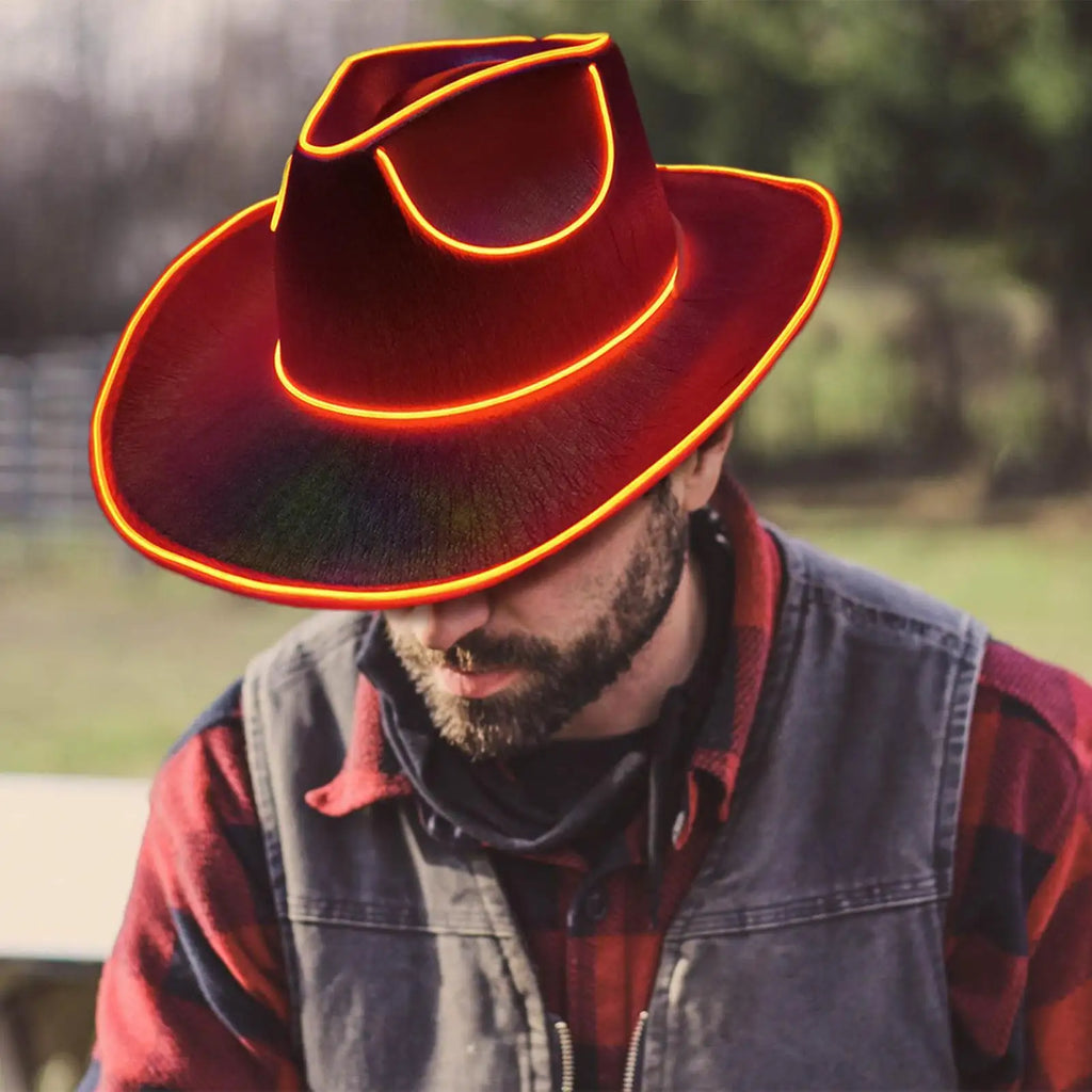 LED Light Up Cowboy Hat – Disco Party Hat for Men & Women LED Party Hat Axl