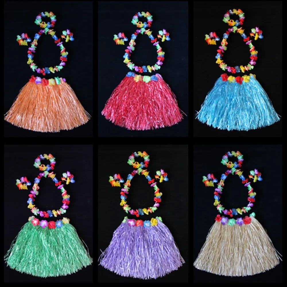 Hawaiian Hula Grass Skirt Set 40CM – Luau Costume Accessories Costume Skirt Set Axl