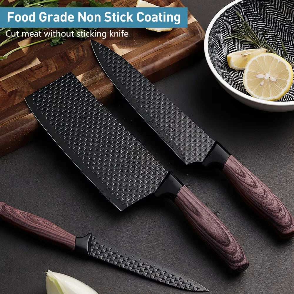 6-Piece Stainless Steel Kitchen Knife Set – Diamond Pattern Kitchen Knife Set Axl