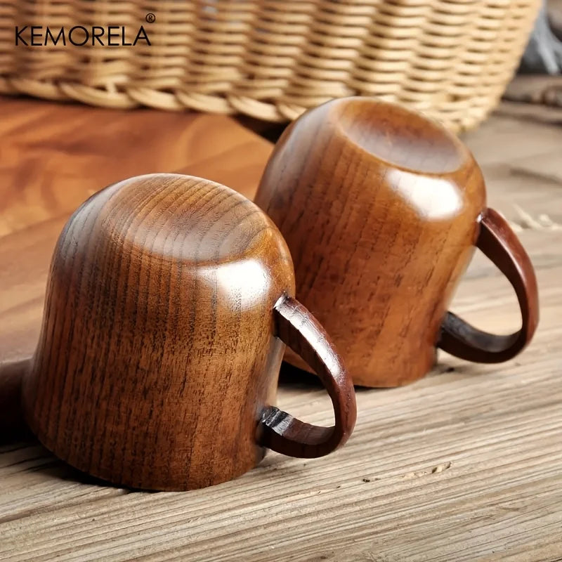 KEMORELA Wooden Coffee Mugs – Vintage Jujube Tea Design Set Wooden Mug Set Axl
