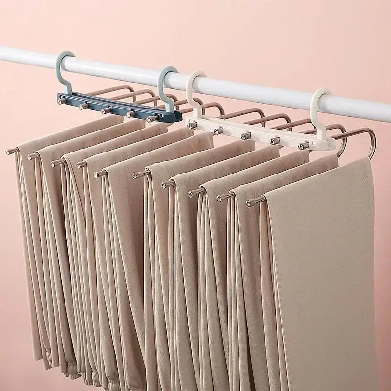 5-in-1 Folding Pants Rack – Stainless Steel Closet Organizer Pants Rack Hanger Axl