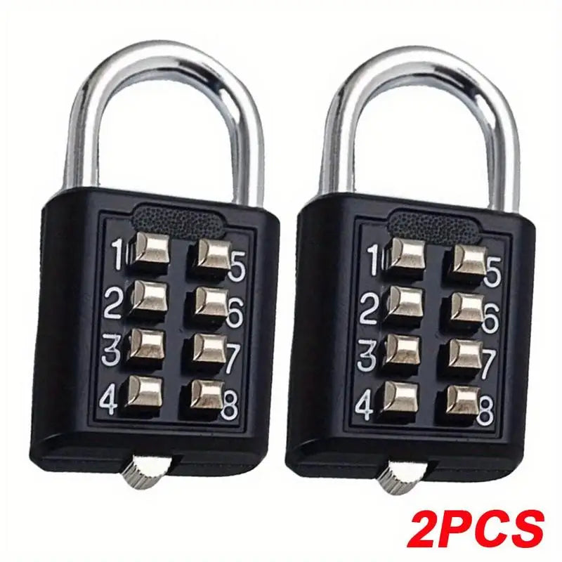 2-Pack 8-Digit Combination Padlock – Waterproof Travel Lock Combination Padlock Axl Black-2Pcs