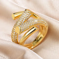 Huitan Geometric Gold CZ Ring – Sparkling Women's Fashion Ring Fashion Ring Axl Q156 6
