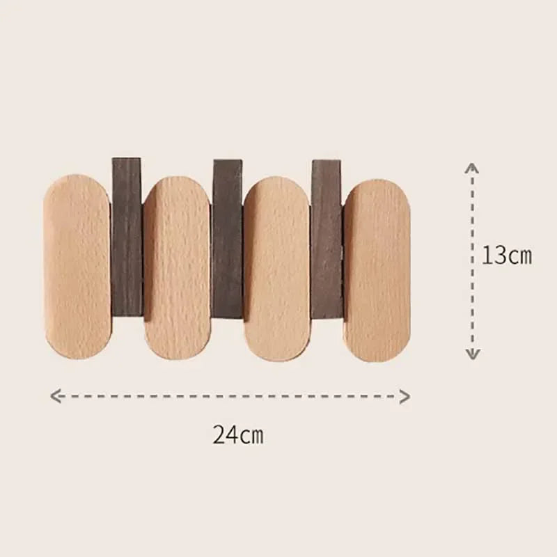 Piano Key Wall-Mounted Coat Rack – 12-Hook Oak Wood Organizer Wall-Mounted Coat Rack Axl Style C-3 Hooks