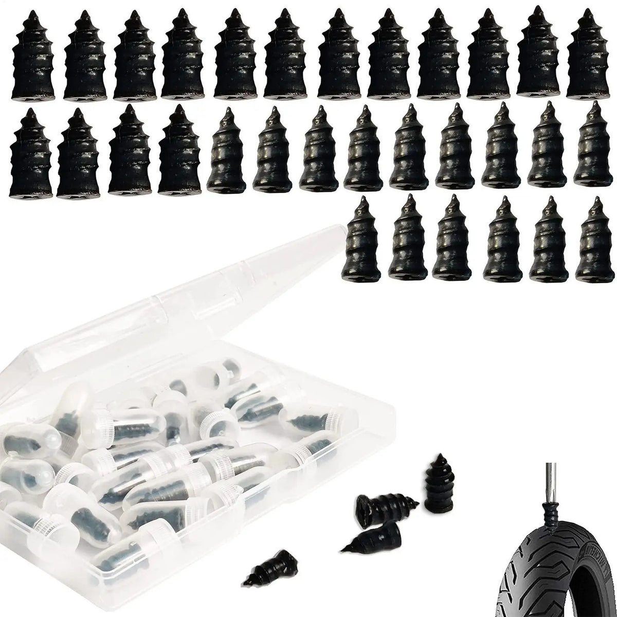 Rubber Tire Repair Plugs – Tubeless Puncture Fix Kit 10 Pc Tire Repair Kit Axl