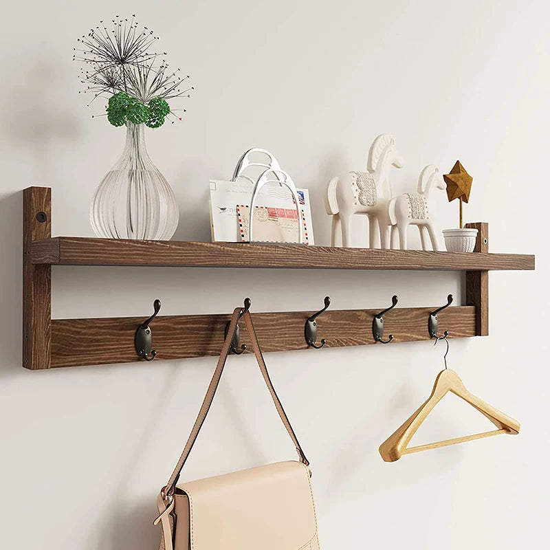 Wall Mounted Wooden Bathroom Shelf | Nordic Towel Rack Wall Mounted Shelf Axl