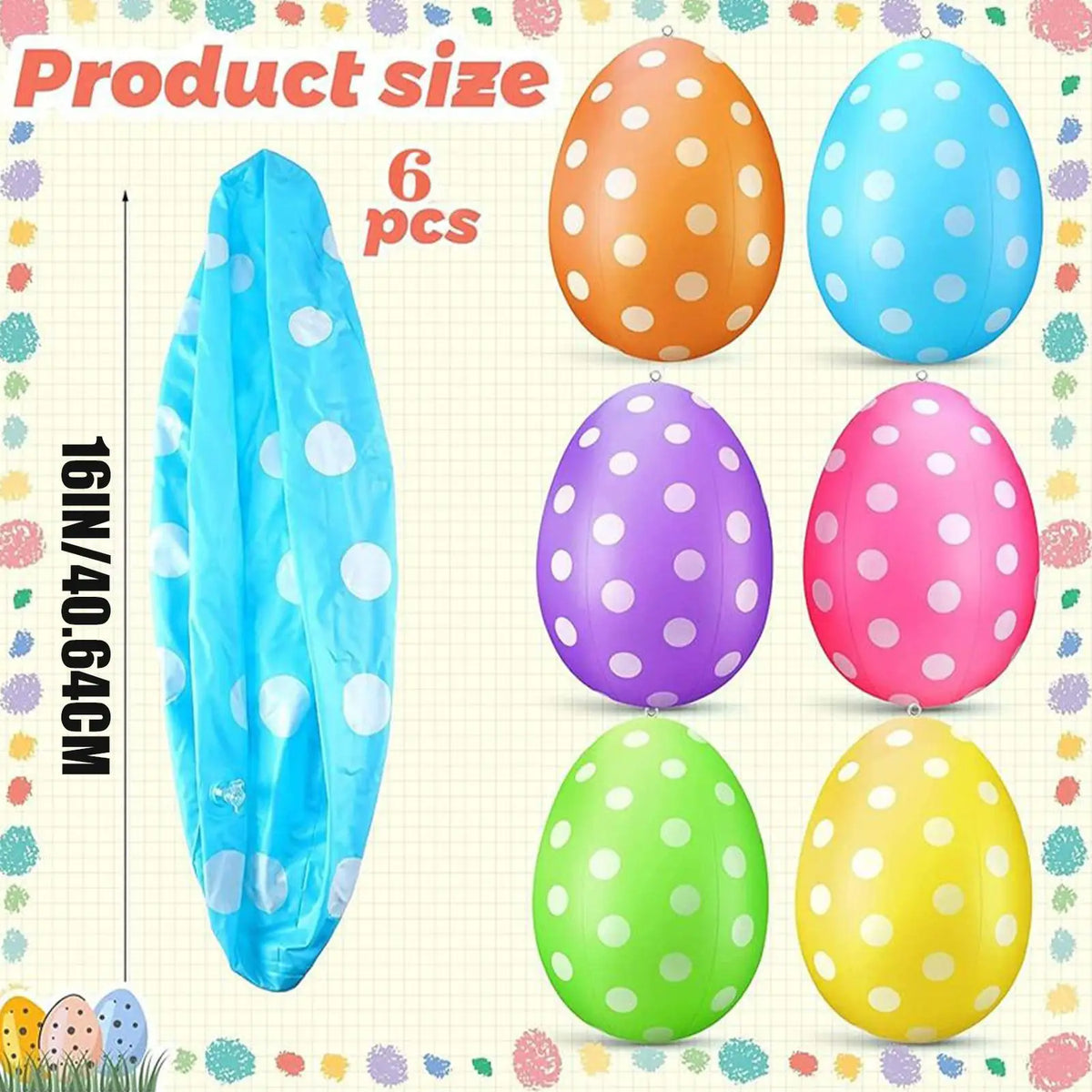 Inflatable Easter Eggs 6-Pack – Outdoor Lawn & Yard Decorations Inflatable Holiday Decor Axl