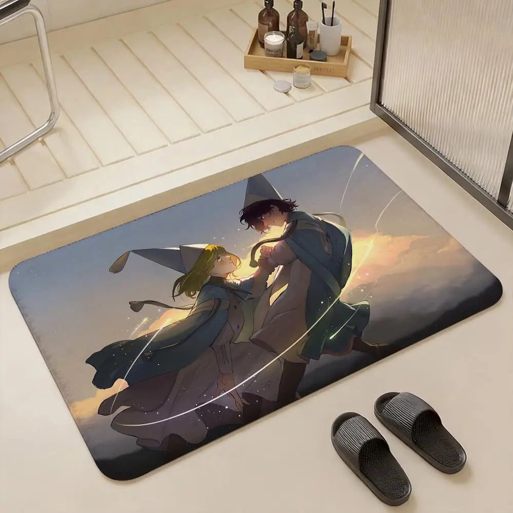 Fantasy Manga Witch Hat Flannel Floor Mat – Non-Slip Indoor Rug Flannel Floor Mat Axl