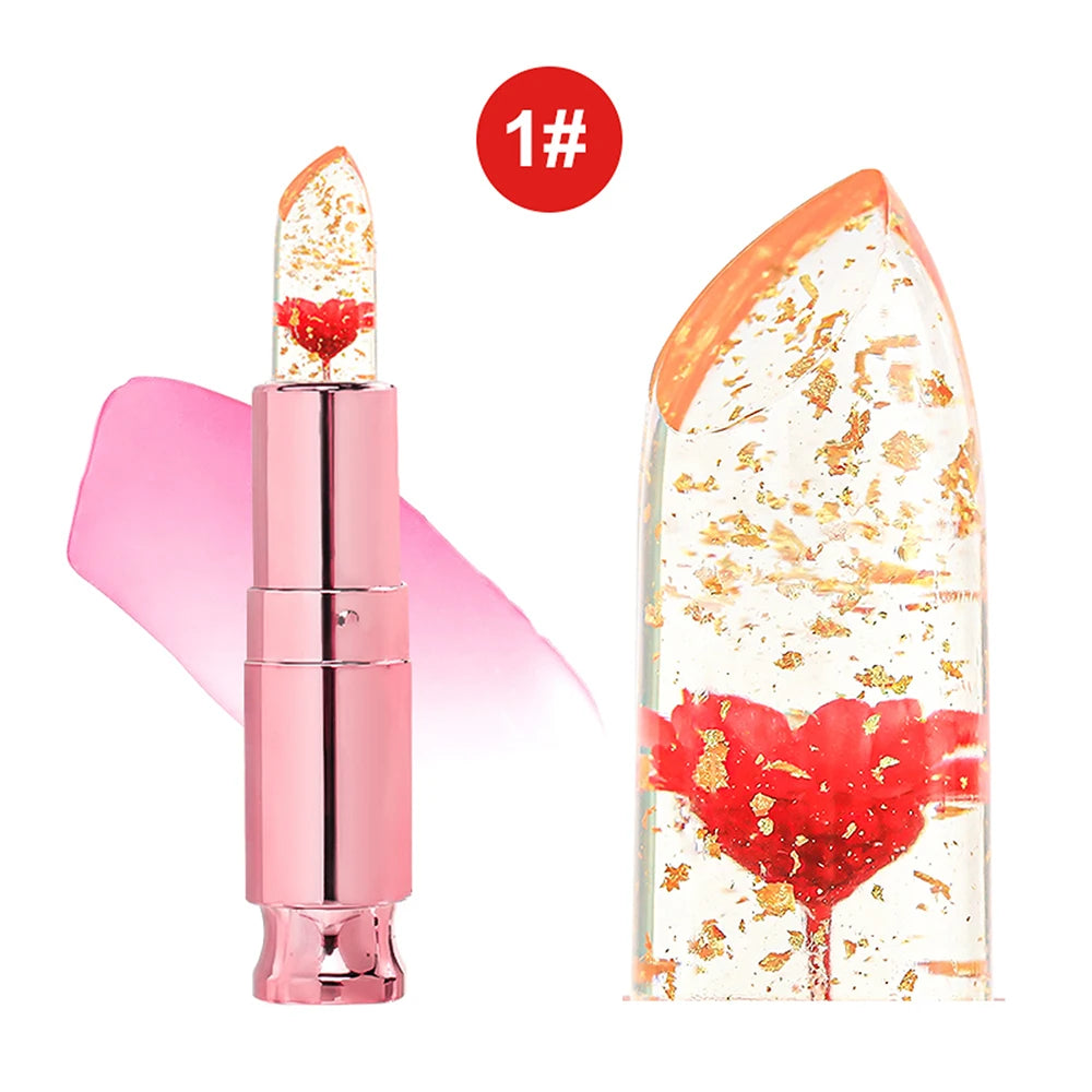 Crystal Jelly Lip Balm – Color Change Gold Foil Moisturizer Jelly Lip Balm Axl P204B-01 5pcs NO LOGO