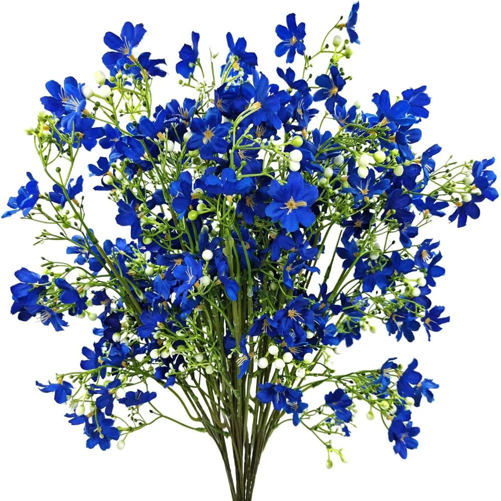 Silk Artificial Flowers Long Stem Faux Baby's Breath Bouquet Artificial Silk Flowers Axl Blue 1pcs