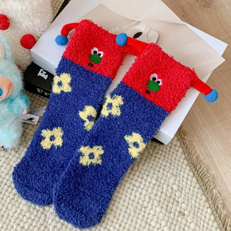 Women's Fluffy Coral Fleece Socks – 3D Dog Ear Cartoon Design Novelty Fluffy Socks Axl A11 One Size