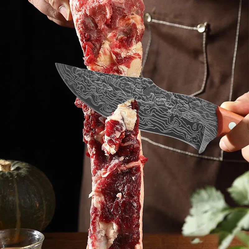 Damascus Forged Chef Knife – Sharp Wooden Handle Kitchen Knife Chef Kitchen Knife Axl