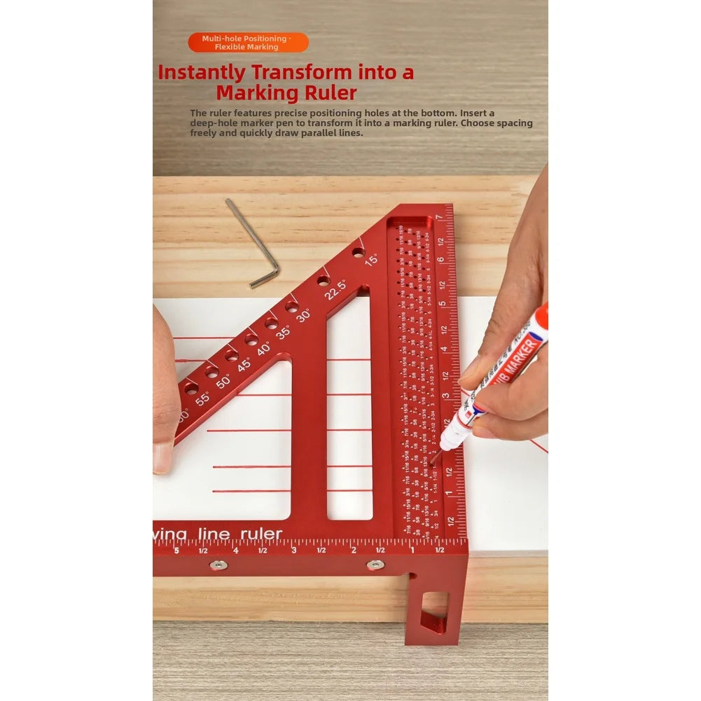Multi-Angle Aluminum Woodworking Square Triangle Ruler Tool Woodworking Measuring Ruler Axl