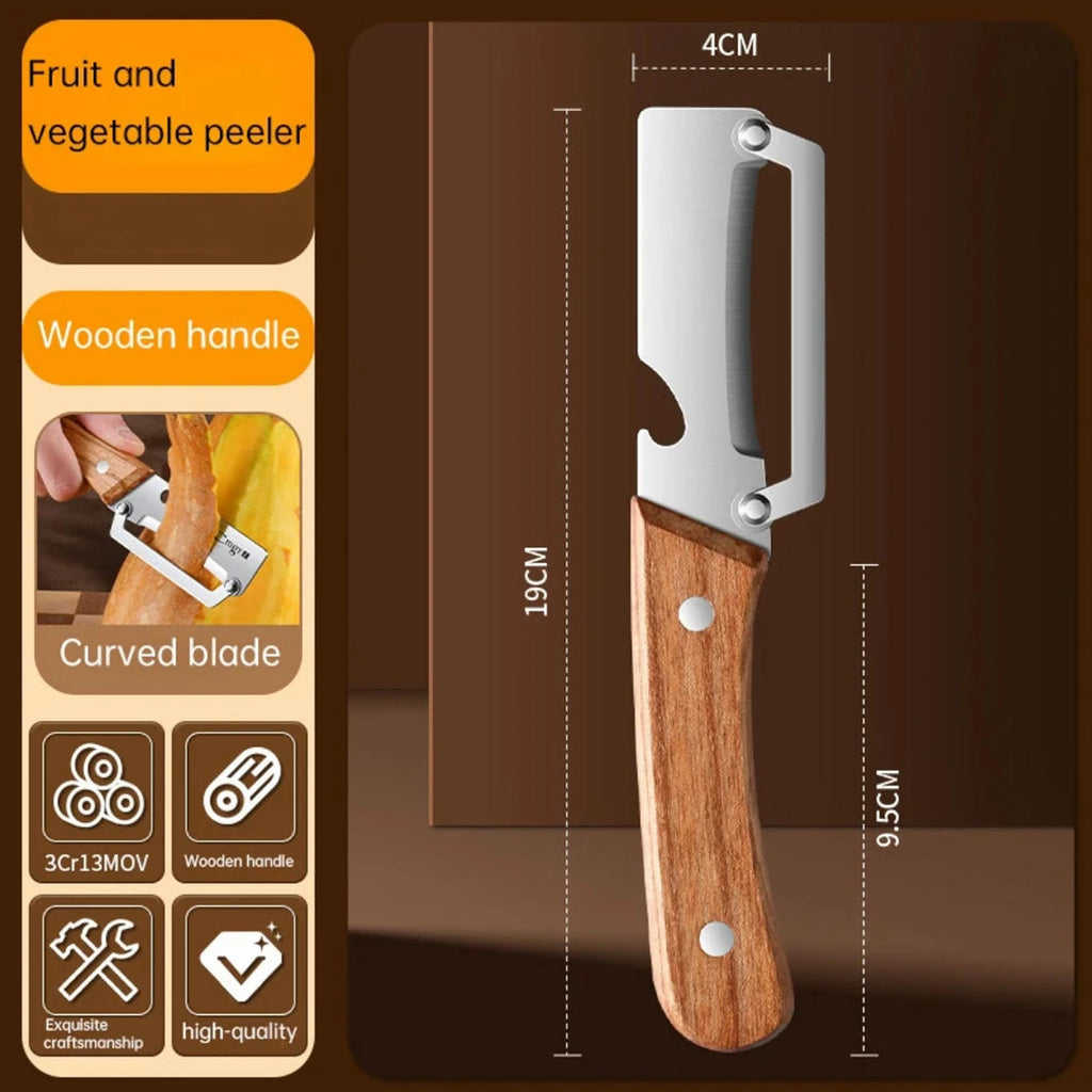 Stainless Steel Peeler with Wooden Handle | SHENJIU Vegetable Peeler Axl