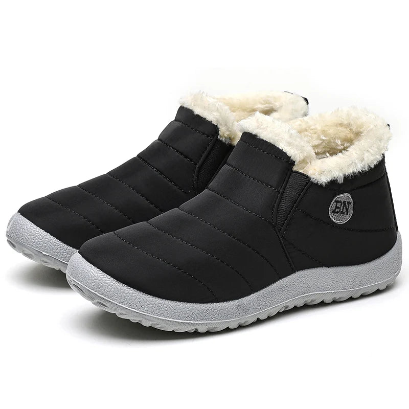 HAJINK Men's Fur-Lined Winter Ankle Boots – Slip-On Snow Boots Men's Winter Boots Axl Black 40