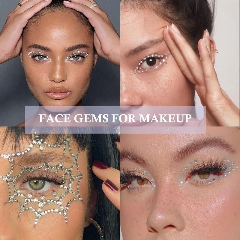 Silver Face Gems & Nose Stud Stickers – 3 Sheets, Punk Cosplay Face Gem Stickers Axl