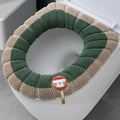 Thickened Knitted Toilet Seat Cover – Washable Color Block Mat Toilet Seat Cover Axl one size Green