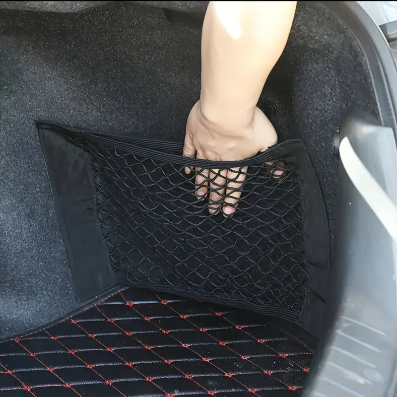 Black Mesh Car Trunk Organizer – Double-Layer Storage Box Car Trunk Organizer Axl