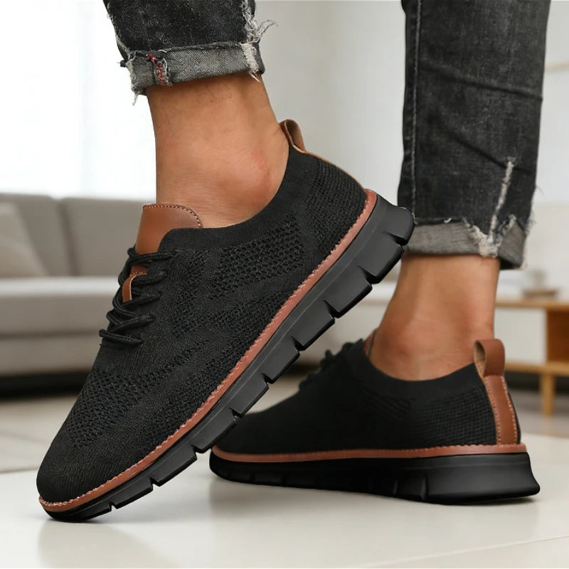 ZULIWAGN Men's Lightweight Breathable Knit Mesh Sneakers Men's Casual Sneakers Axl All Black 43