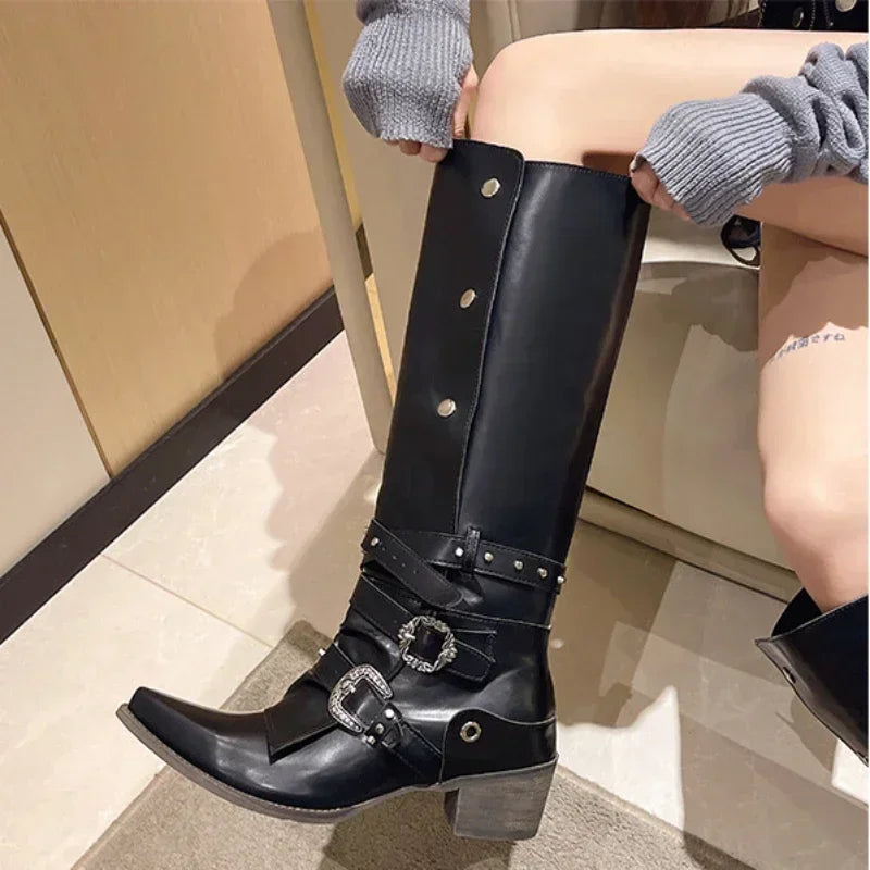 Women's Pointed Toe Mid-Calf Block Heel Boots | Sizes 5–14 Mid-Calf Boots Axl