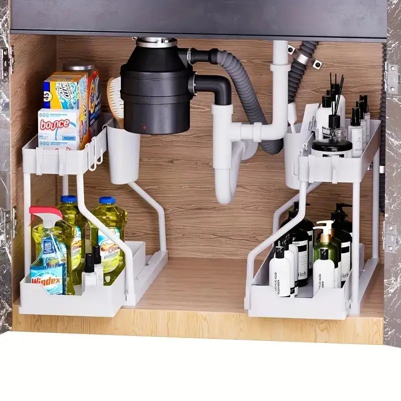 2-Tier Pull-Out Storage Drawers – Kitchen & Bathroom Organizer Pull-Out Storage Drawer Axl