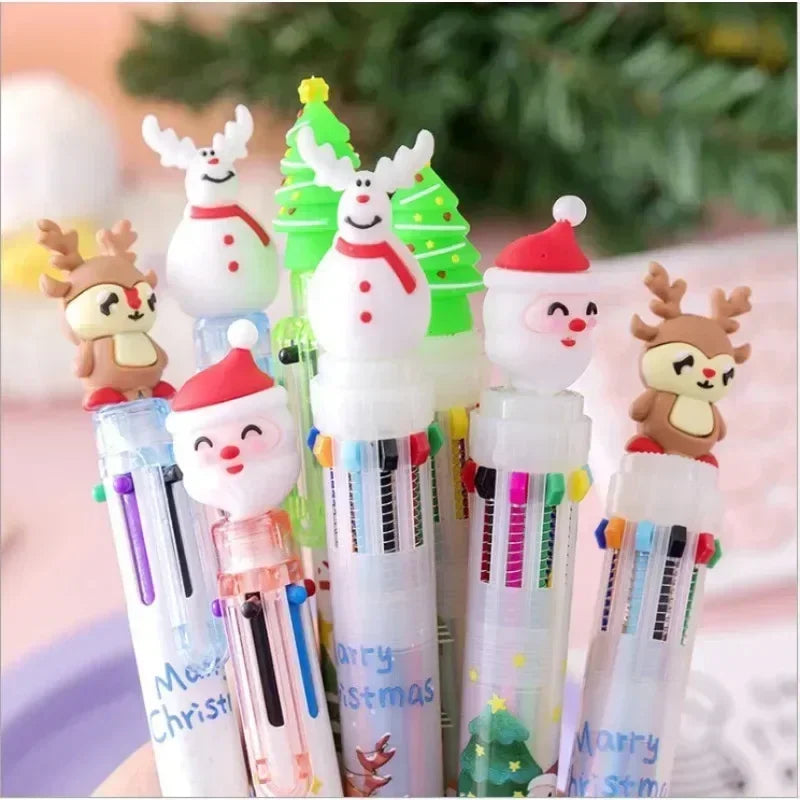Kawaii Christmas Ballpoint Pens – Multicolor Novelty Biro Set Novelty Ballpoint Pens Axl