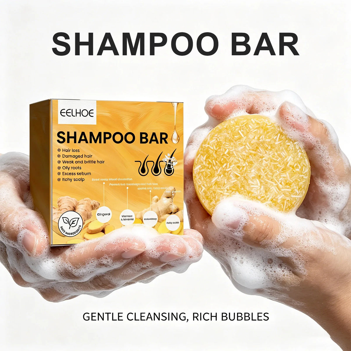 Ginger Solid Shampoo Bar – Deep Cleansing & Nourishing Hair Care Solid Shampoo Bar Axl