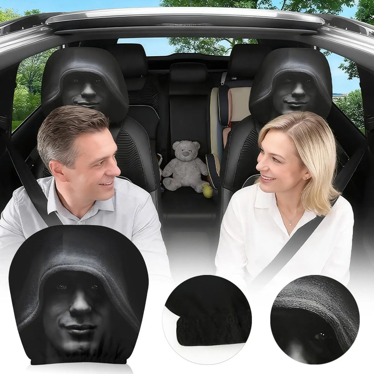 Dark Mysterious Figure Car Headrest Covers | Elastic Fit Car Headrest Cover Axl