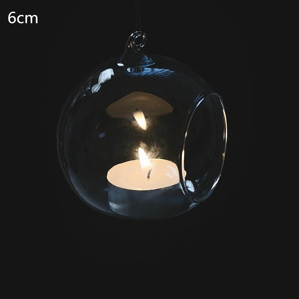 Hanging Clear Glass Terrarium Tea Light Candle Holder – Bubble Globe Glass Candle Holder Axl