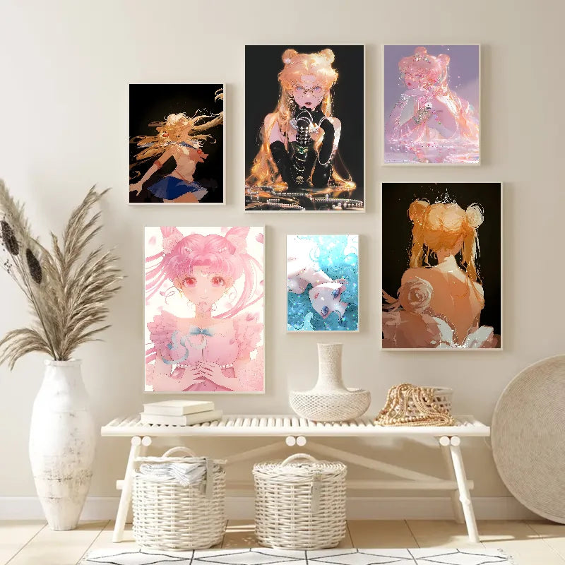 Japanese Anime Sailor Moon Wall Poster Self-Adhesive Sticker Anime Wall Poster Axl