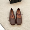 Women's Ballet Flats – Butterfly-Knot Square Toe Slip-On Shoes Ballet Flats Axl Brown 38